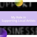 My Role in Supporting Local Artists